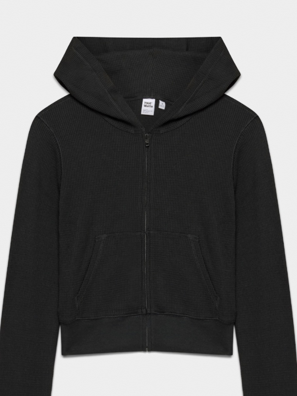 Aritzia TNA Waffle Knit Zip Black Hoodie Sweatshirt